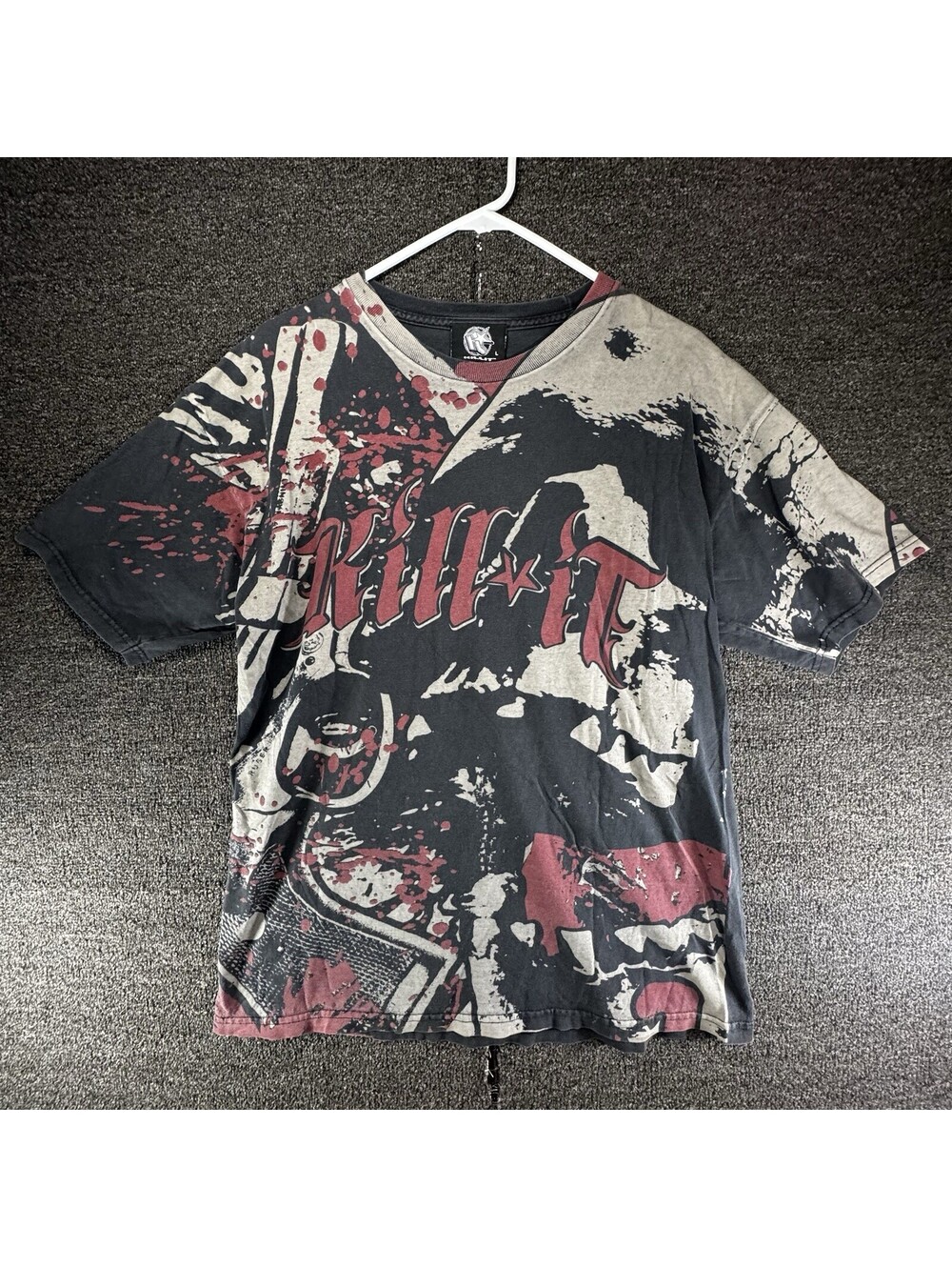 Kill It Shirt Mens Large All Over Print Blood Splatter Graphic Tee Rich Piana